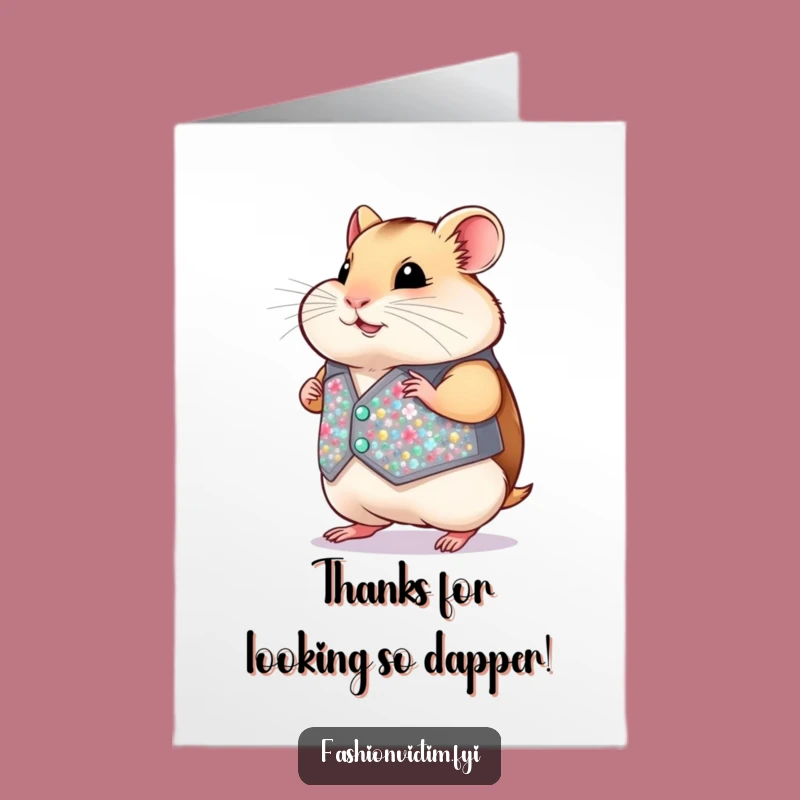 Free Printable Thank You Card: Tiny Vest Hamster, Hilarious Downloadable Gift for Showing Gratitude