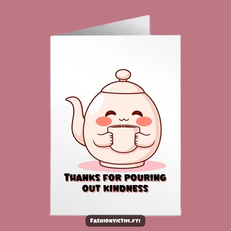 Free Printable Thank You Card: Shy Teapot Blushing, Funny Downloadable Gift