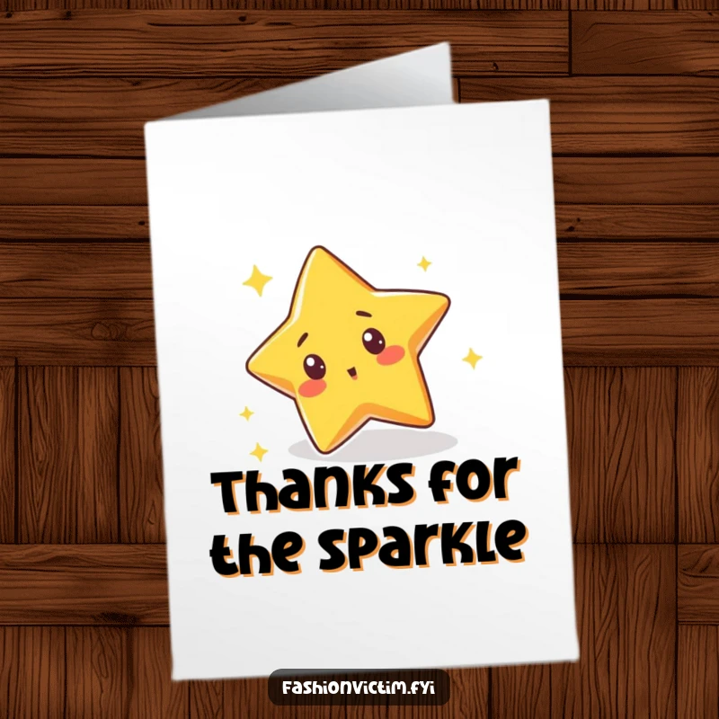 Funny Free Printable Thank You Card: A cute star character hilariously trips on its own sparkle, sending thanks with a surprised expression.