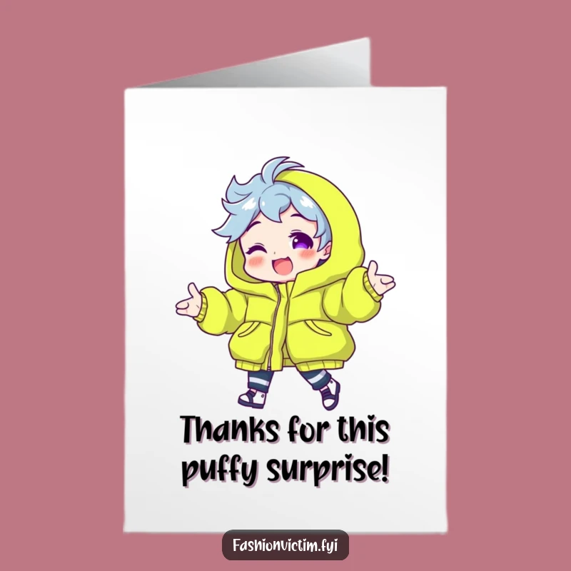 Thanks Free Printable Card: Neon Puffer Gratitude - Bright Downloadable Note