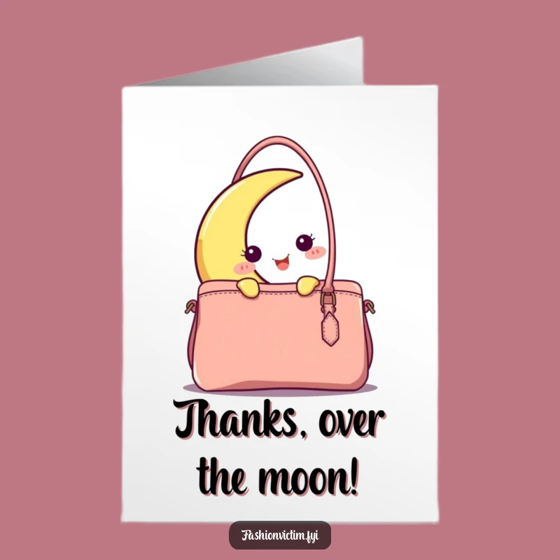 Free Printable Thank You Moon Card: Funny Downloadable Moon & Handbag Gift