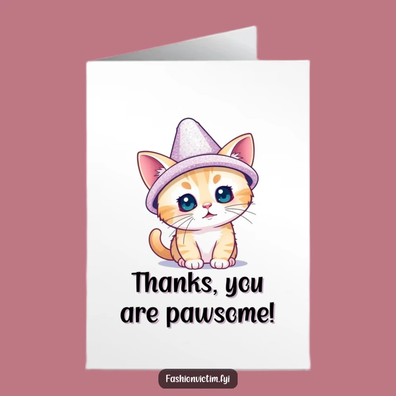 Free Printable Thank You Card: Sparkly Cat Hat Gag Gift Download