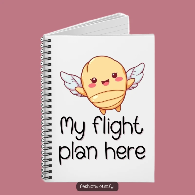 Funny Flying Croissant Notebook - Jot Down Ideas with Pastry Glee