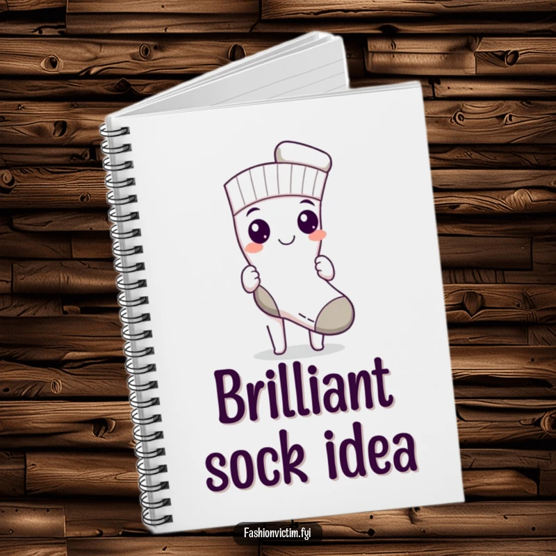 Funny notebook with a character proudly displaying a single, perfectly matched sock, designed for tracking laundry wins.