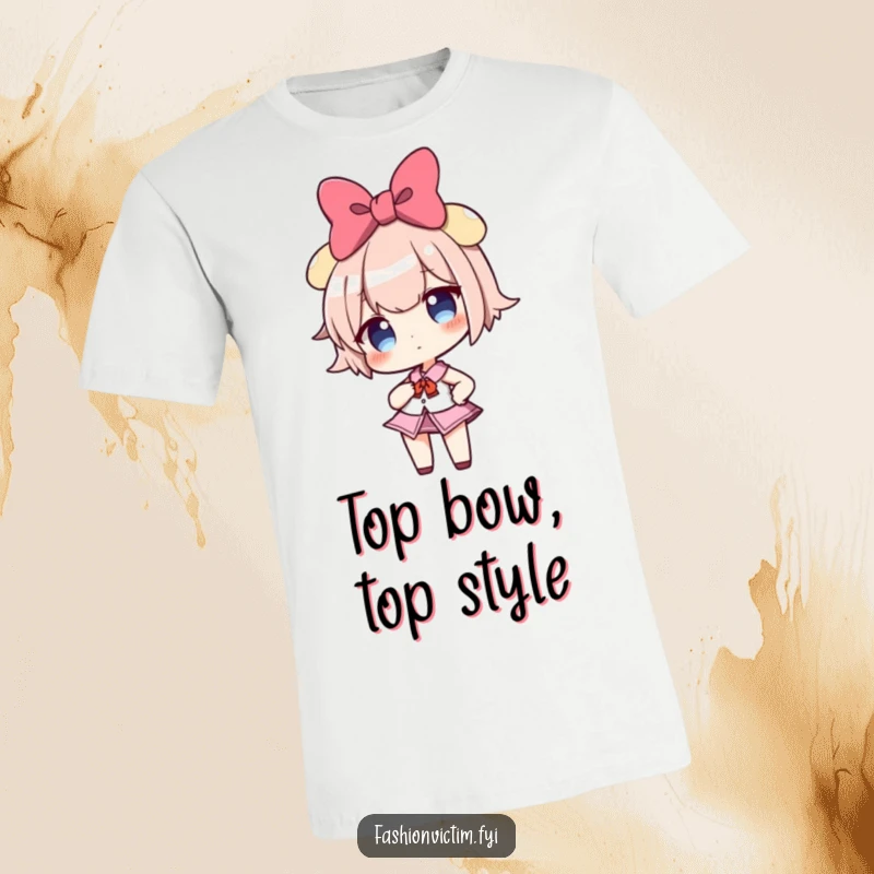 Funny t-shirt featuring a sassy girl character with a comically large bow striking a confident pose, ideal for humor enthusiasts.