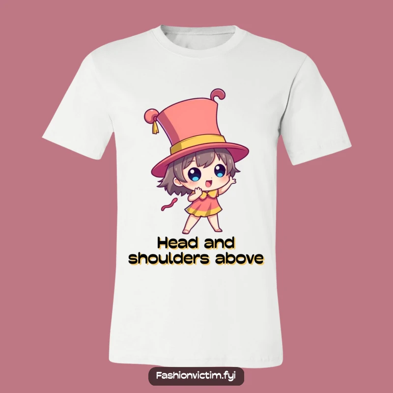 Funny Dramatic Hat T-Shirt: Character's Towering Fashion Statement