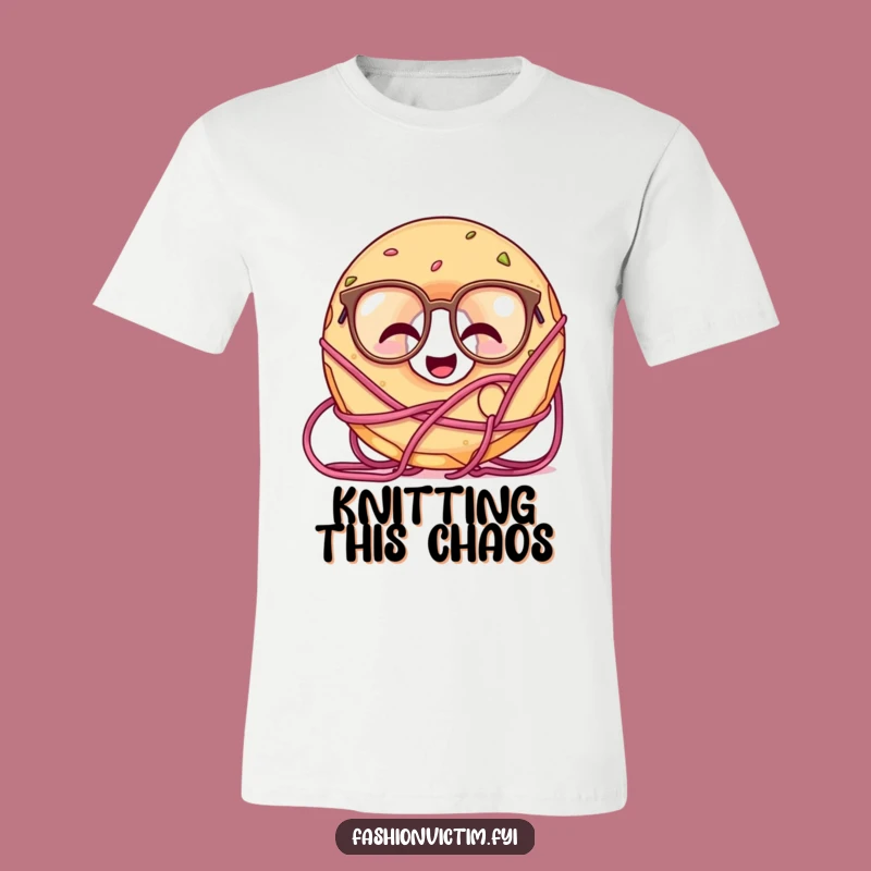 Funny Giggling Doughnut Glasses Yarn T-Shirt - Whimsical Crafter Tee