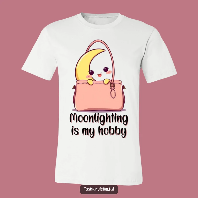 Funny Moon & Handbag T-Shirt: Celestial Style with a Humorous Peek