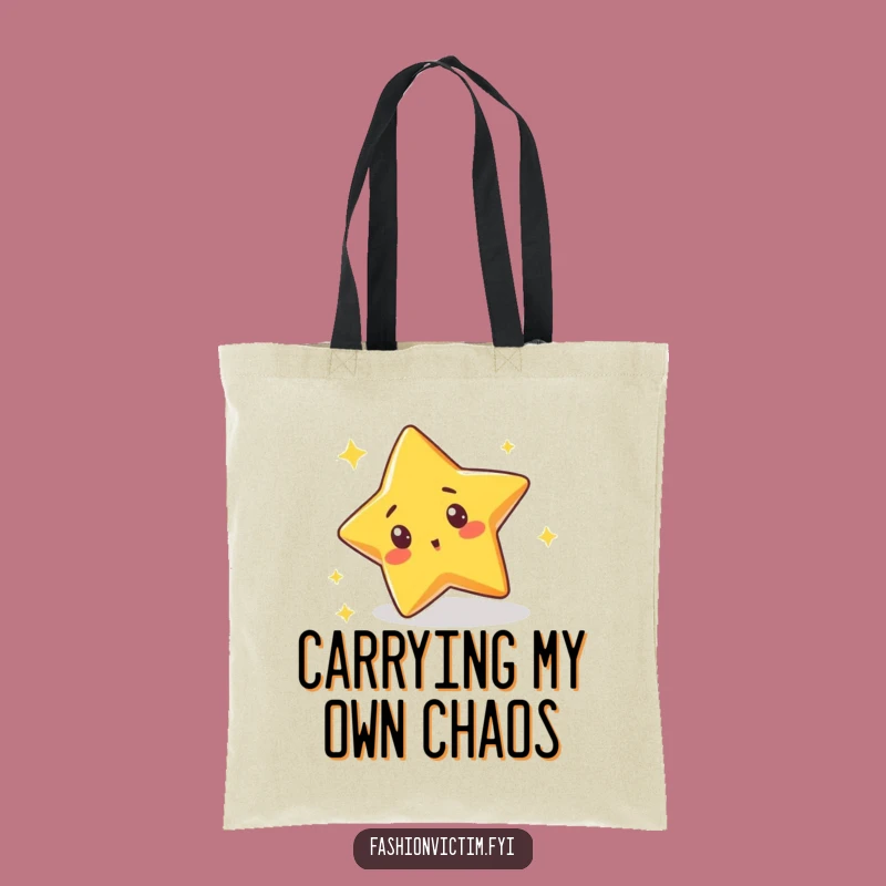Funny Star Sparkle Trip Tote Bag: Surprised Cute Character
