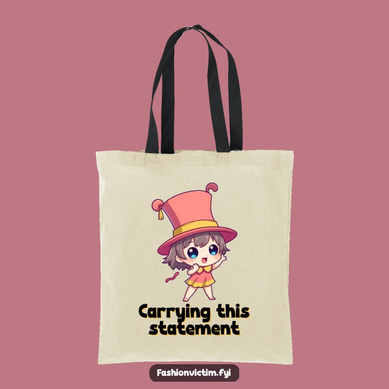 Funny Dramatic Hat Tote Bag: Character's Towering Fashion Carryall