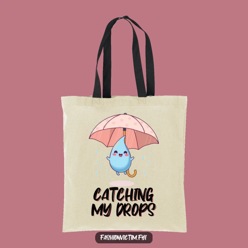 Funny Raindrop Tote Bag: Playful Umbrella Carrying