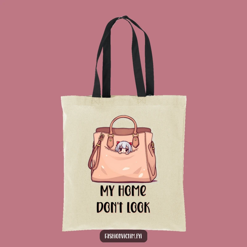 Funny Chic Bag Companion Tote Bag: Tiny Character, Stylish Damaged Bag, Funny Gift