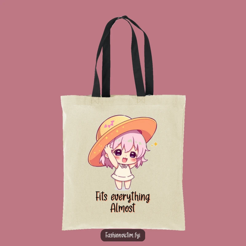 Funny Hat Carrier Tote Bag: Character with Giant Sequin Hat, a Chic Funny Gift