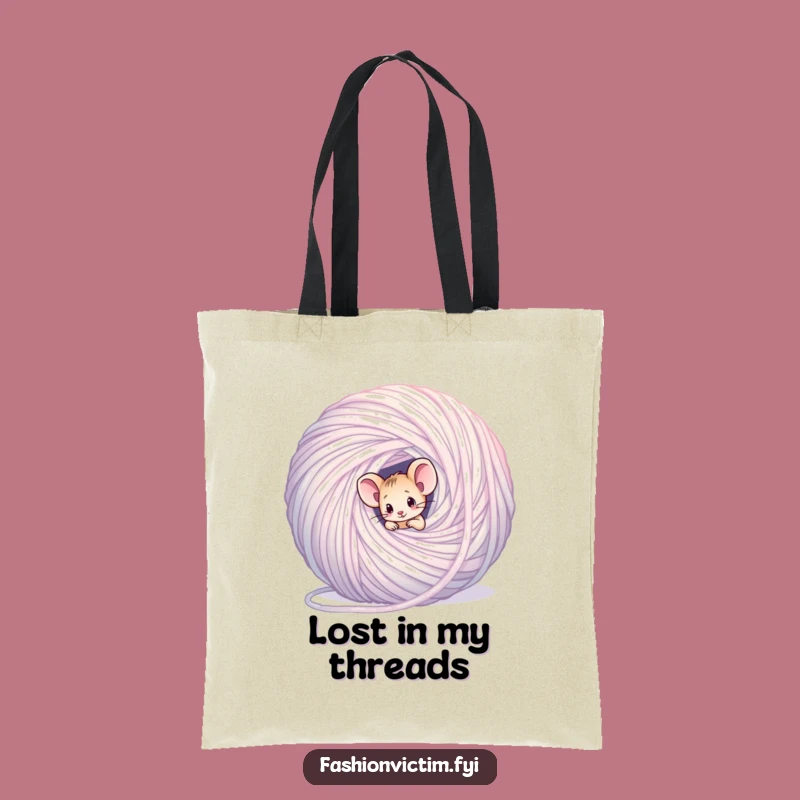 Funny Mouse Yarn Tote Bag: Carry Your Supplies with Crafty, Confused Charm