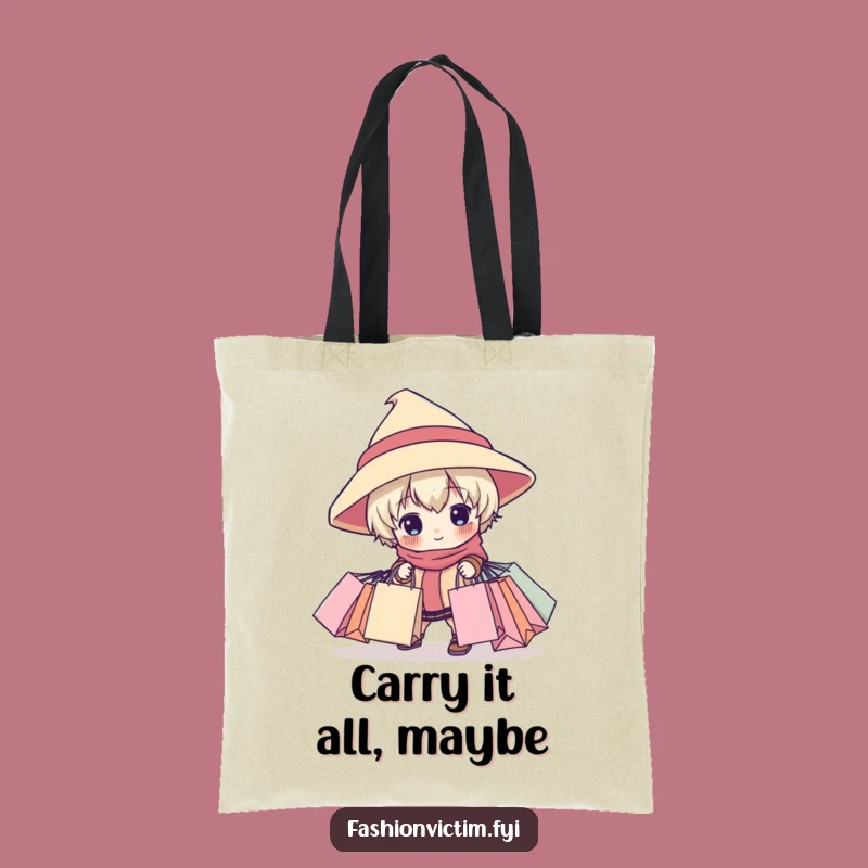 Funny Shopping Spree Tote Bag: Child in Big Hat, a Chic Funny Gift for Everyday Errands