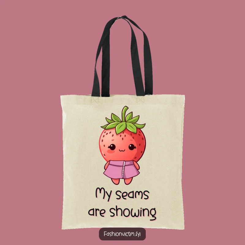 Funny Shy Strawberry Ripped Dress Tote Bag - Stylish and Humorous Carry-all