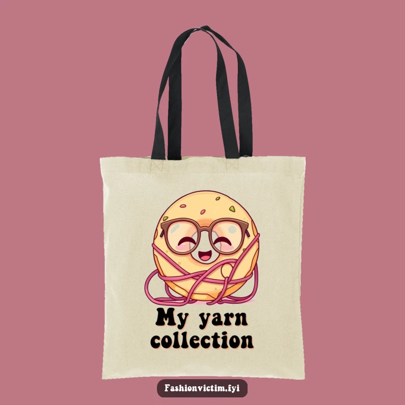 Funny Giggling Doughnut Glasses Yarn Tote Bag - Crafty and Humorous Carry-all